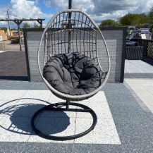 Grey Rattan Hanging Egg Chair