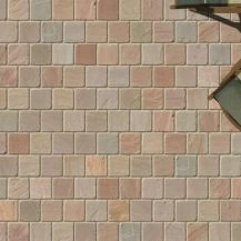 Sandstone Setts | Mixed Colour Pathway 140mm x 140mm