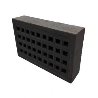 9 x 6 inch blue clay air brick side angle view with square hole design for wall and subfloor ventilation