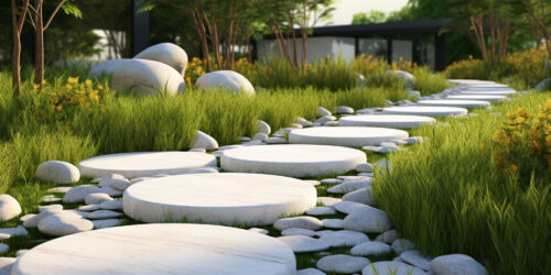 White stone landscaping ideas